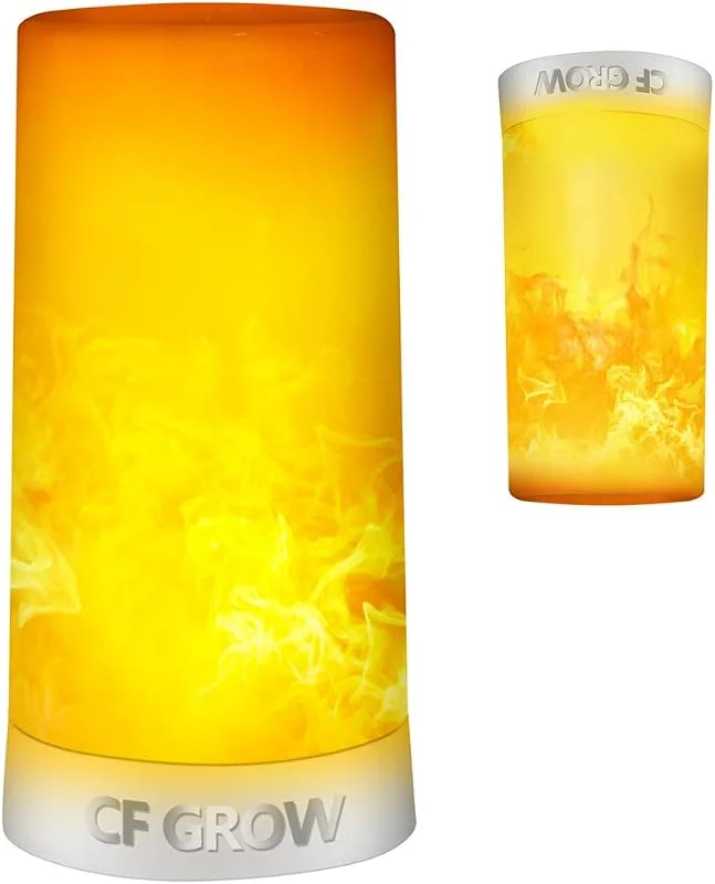 CFGROW LED-ljus med flameffekt, USB-laddningsbar bordslampa med flamma, vattentät, dimbar, med gravitationsavkänning, för halloween, rum, fest, bardekor (knappstil) — Smart belysning
