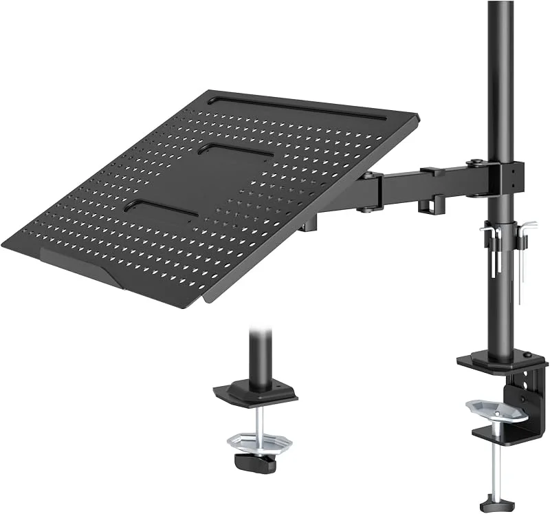 Redbat Justerbar Laptop-arm för skrivbord, Passar bärbara datorer upp till 16 tum och skärmar 13–32 tum, VESA 75, 100, Full rörelse med två monteringsalternativ, Maxvikt 8 kg — Datortillbehör