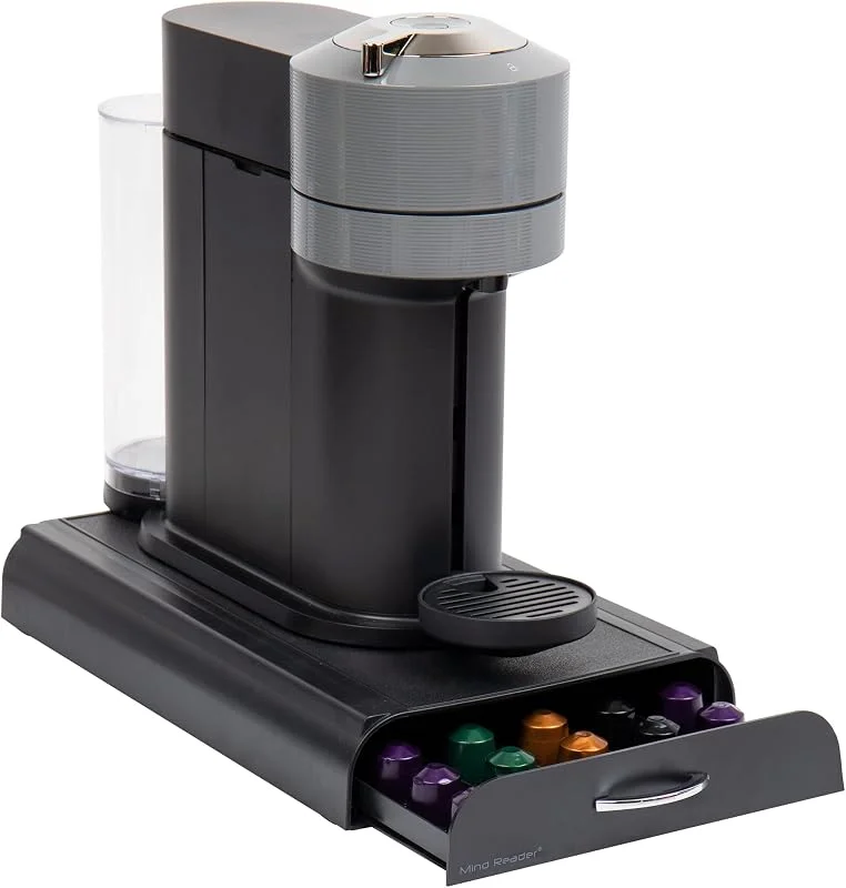 Mind Reader NESTRY4PC-BLK kaffekapsel låda kompatibel med Nespresso-kapslar, plast, svart, 9, 21 x 15, 94 x 2, 36 — Kök & Hushåll