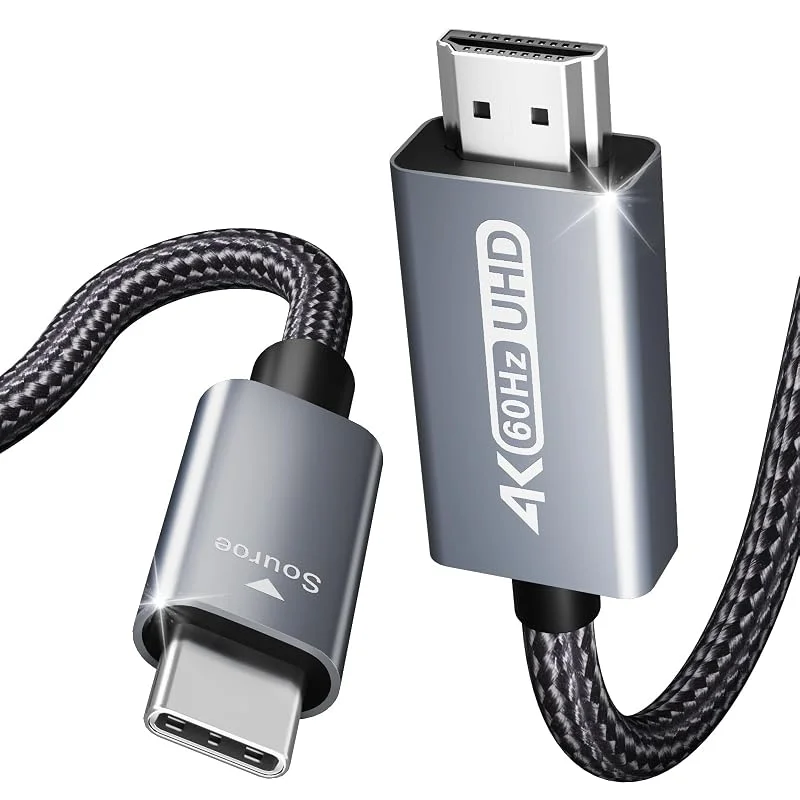 BENFEI USB C to HDMI 6 Feet Cable [4K@60Hz, Aluminum Shell, Nylon Braided], USB Type-C to HDMI Cable [Thunderbolt 3, 4, 5] Compatible for MacBook Pro, Air, iPad Pro 2023, 2022, 2021, 2020, 2019, Gray — Laddning och kablar