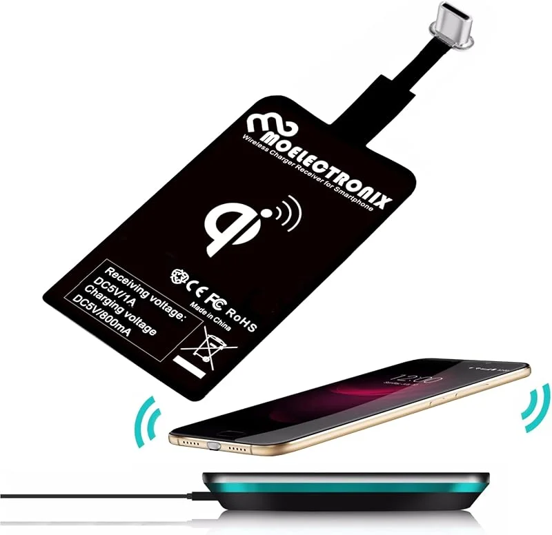 USB typ C Qi-adapter kompatibel med Samsung Galaxy A07, A17, A37, A57, A56, A36, A26, A16, A55, A35, A25, A15, A52, A72, A51, A50, S26, S25, S24, S23, S20, Ultra + Mer mottagning. trådlös mottagare — Mobil och surfplatta