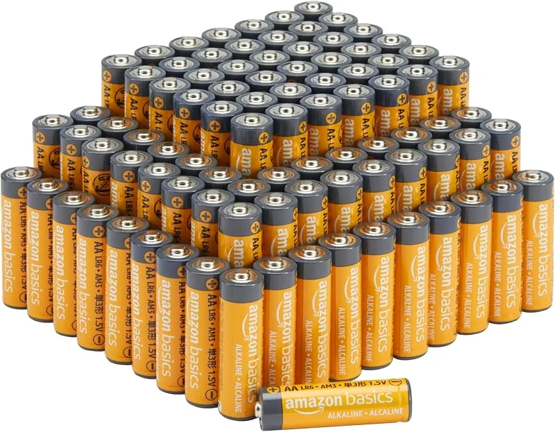 Amazon Basics AA alkaliska batterier, kraftfulla, 1, 5 V, 100-pack — Mobil och surfplatta