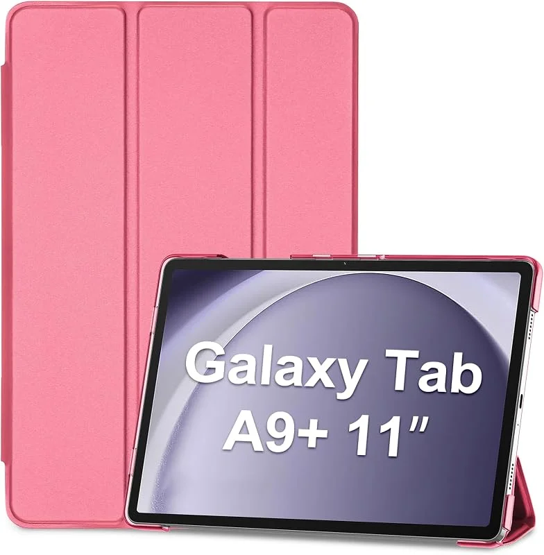 ProCase Fodral för Samsung Galaxy Tab A9+, A9 Plus 11 Tum 2023 (SM-X210), Trippel Skyddsfodral, Lätt Smart Fodral Med Genomskinligt Frostad Baksida Melonrosa — Mobil och surfplatta