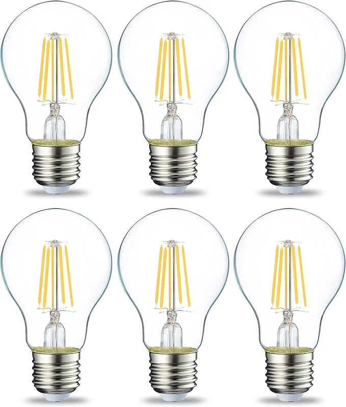 Amazon Basics Edison-skruvlampa, LED, E27, 4, 3 W (motsvarande 40 W), klar glödtråd, varmvit, ej dimbar, paket med 6 — Smart belysning