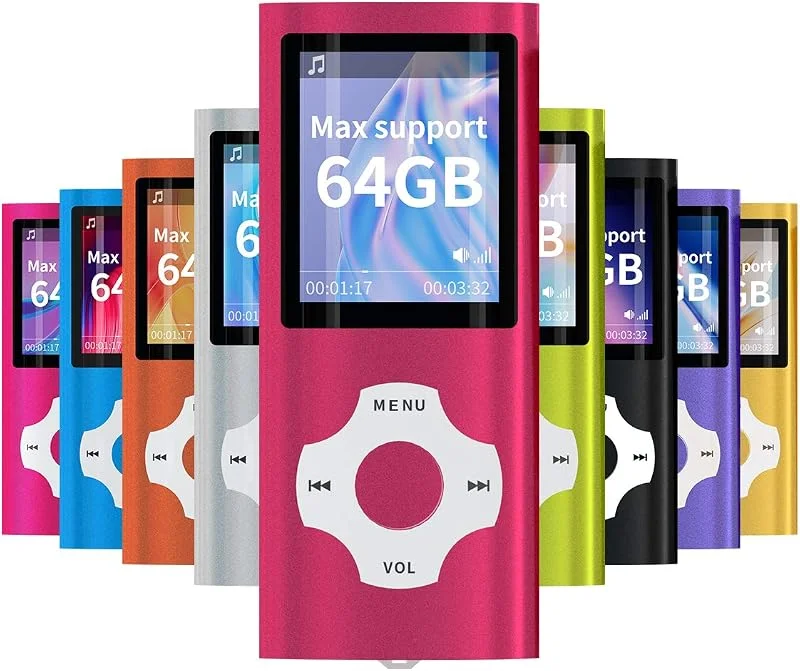 Mymahdi MP4 MP3, bärbar, röd med 180 tums skärm och LED-minneskort, max stöd 128 GB — Portabel digital och ljud
