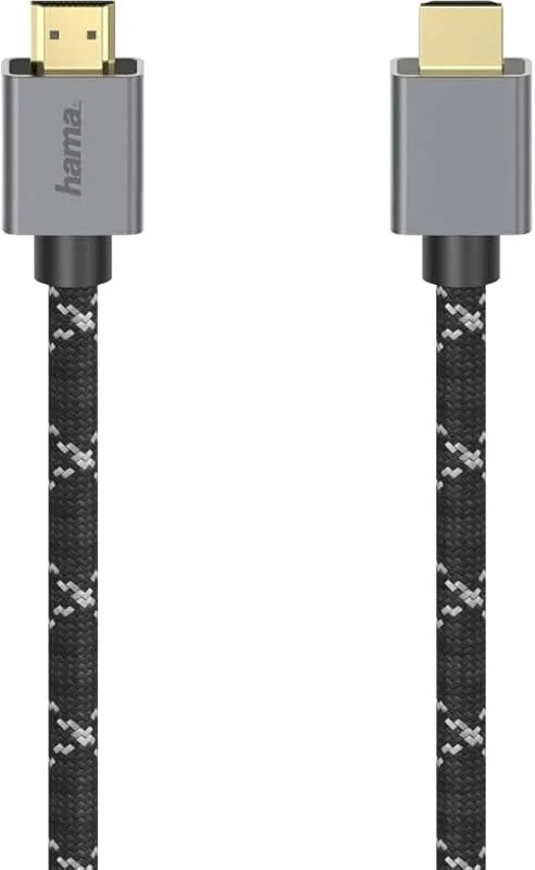 Hama HDMI-kabel 2 m lång Ultra HD 8k (Ultra High Speed HDMI-kabel med HDR, HEC, eARC, guldpläterad, bildskärmkabel med robust kappa, anslutning av PC, Notebook med skärm, TV, projektorer, Playstation — Laddning och kablar