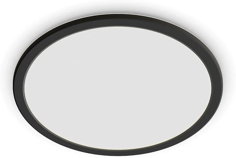 Philips Superslim Rund Taklampa - Svart, 15W, 2700 Kelvin, 20 000 timmar, Steg Dimring, Ljuskälla ingår — Smart belysning