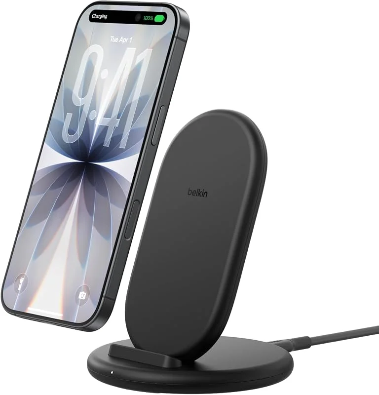 Belkin BoostCharge Trådlös Laddare, Mobilladdare, Telefonfodral, Trådlöst Laddningsställ för Apple iPhone, Samsung Galaxy, Google Pixel, m.fl., Kabel Medföljer - Svart — Mobil och surfplatta