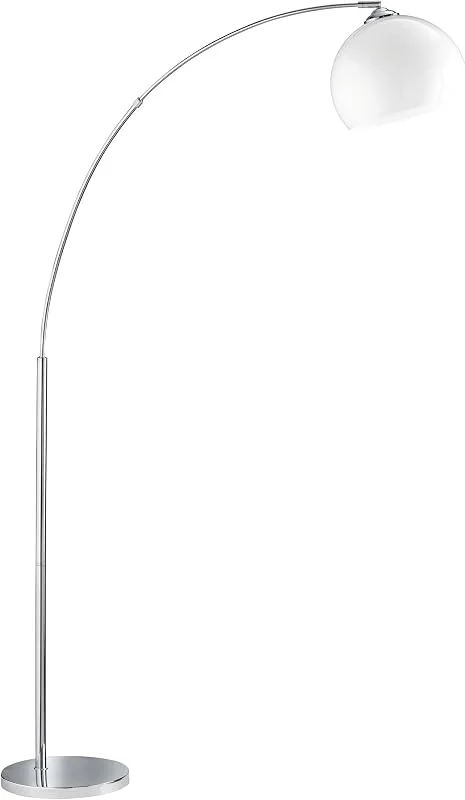 Reality Leuchten Bågljus Brasilia R46031006, metall krom, skärm akryl vit, exkl. 1x E27 — Smart belysning