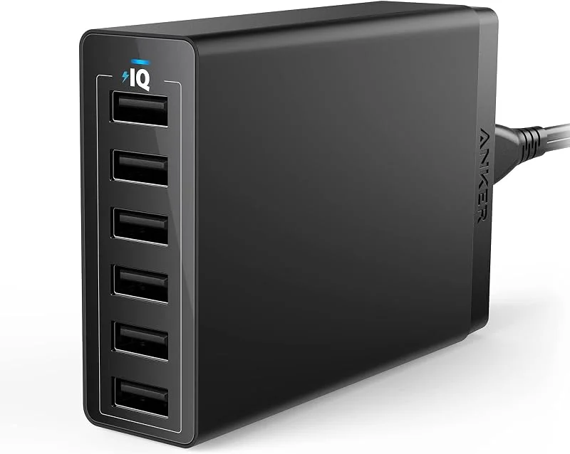 Anker PowerPort 6 60W USB laddstation, 6 portar, PowerIQ-mobilladdare — Mobil och surfplatta