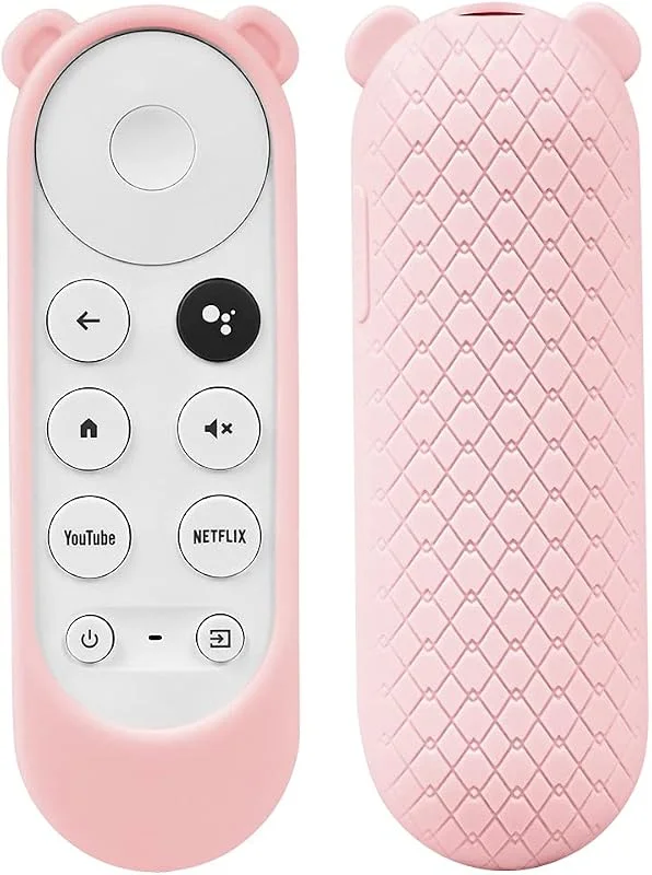 Skyddsfodral för Google 2020 Chromecast röstfjärrkontroll söt mjukt silikonskydd för Google TV Chromecast röstkontroll (färg: rosa) — TV och streaming