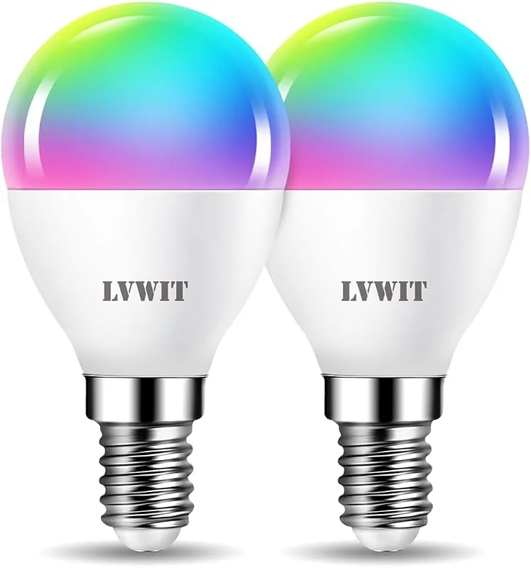 LVWIT E14 Dimbar Smart LED-glödlampa, Golfboll, 470 lm, 5W Ersätter 40W, Kompatibel med Alexa, Echo, Google Assistant, WiFi Smart LED E14 (2 st) — Smarta hem