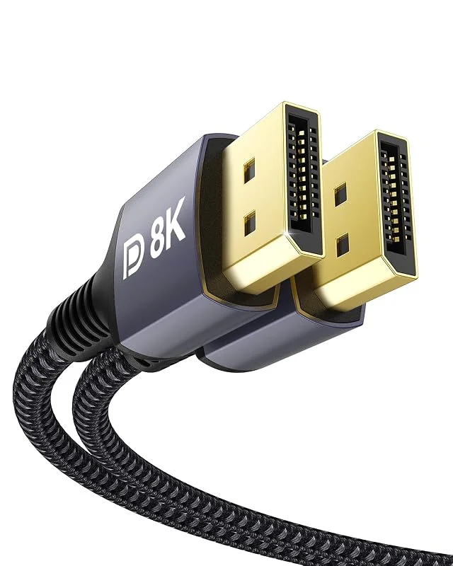 DisplayPort-kabel DP1.4 240 Hz 2 m (6, 6 fot), stödjer 8K@60 Hz, 4K@60 Hz, 144 Hz, 120 Hz, 5K@60 Hz, 120 Hz, 2K@165 Hz, 240 Hz, FreeSync, G-Sync, 32, 4 Gbit, s, HDR10, displayport-kabel för spelskärmar. — Laddning och kablar