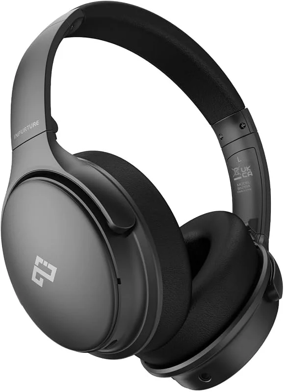 INFURTURE Trådlösa Bluetooth Over-Ear-hörlurar, hörlurar trådlöst Bluetooth Deep-Bass-headset, låg latens, Memory Foam-öronmusslor, 40H (ANC) uppspelningstid – premiumljud utan kompromisser — Hörlurar och ljud