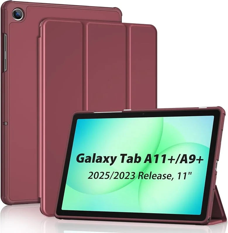 ProCase fodral för Galaxy Tab A11 Plus 2025, 11 tum lätt mjukt TPU skyddsfodral bil sömn, väckningsfodral SM-X230, X235 – vin — Mobil och surfplatta