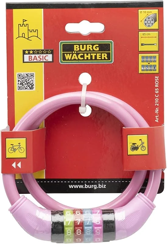 Burg-Wächter 39590 210 C 65 cykellås, rosa — Smarta hem