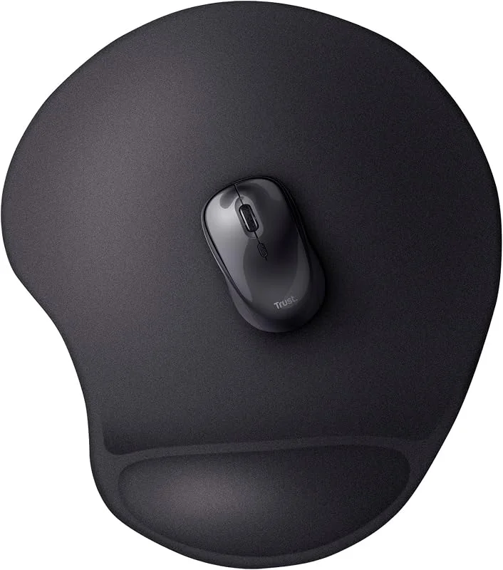 Trust Bigfoot Ergonomisk XL musmatta med gelkudde 255 x 295 mm, mikrofiberyta, mjuk gel-handbollsstöd, stor musmatta med handstöd, halkfri undersida – svart — Datortillbehör