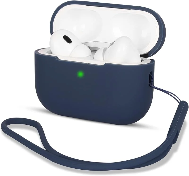 Kompatibel med AirPods PRO 2 fodral fodral, anti-halk silikon stötsäkert skyddsfodral för Airpods PRO 2 andra generationen 2022 silikonfodral, midnattsblå — Mobil och surfplatta