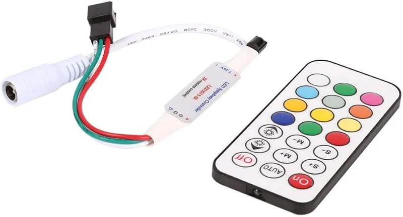 RGB LED-styrenhet, trådlös fjärrkontrolldimmer för LED-ljusband, mini-21-knappars IR-fjärrkontroll för WS2811 WS2812B LED-ljusband DC 5–24 V (12 V) — Smart belysning