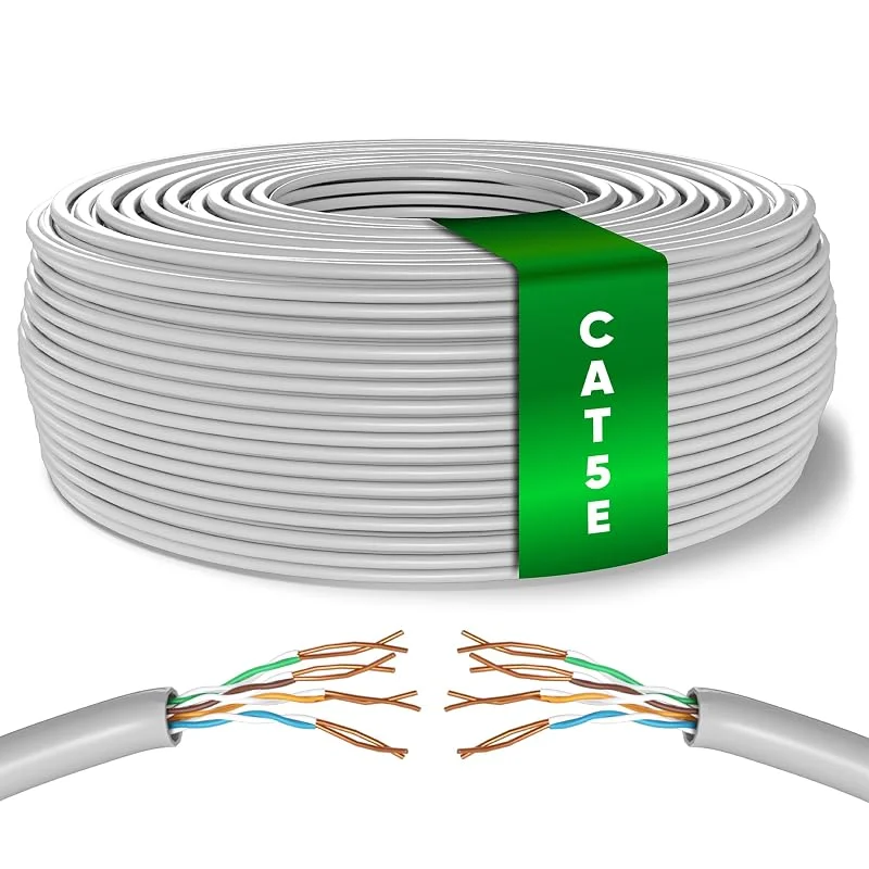 Mr. Tronic 100m Ethernet-Nätverkskabel, CAT5E, AWG24, CCA, UTP, Färg Grå (100 Meter, Grå) — Laddning och kablar