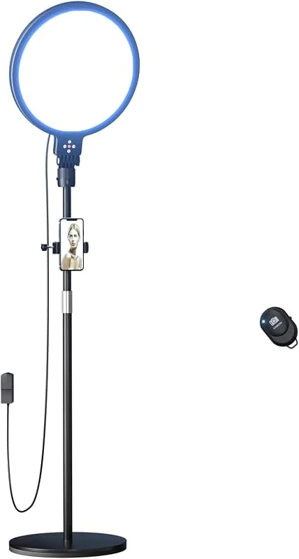 Stort ringljus med 170 cm stativstativ, 6 500 K professionell helskärmsringlampa för selfie, studio-videofotografering, TikTok, YouTube, live-streaming, videoinspelning — Mobil och surfplatta