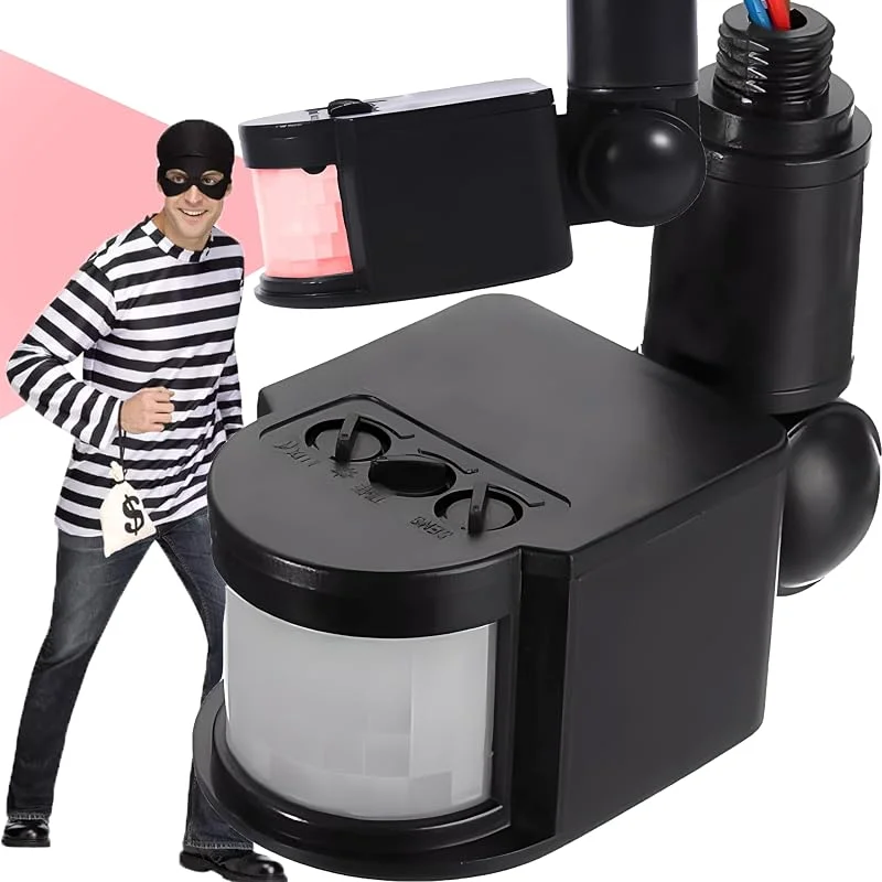 Retoo Infraröd rörelsedetektor för utomhusbruk 180° pir sensor LED, rörelsesensor med räckvidd upp till 12 m för vägg, tak och hörn, ytmonterad väggmontering, skymningssensor utomhus, svart — Smarta hem