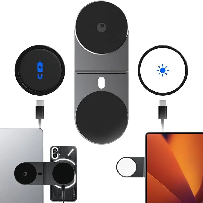Rolling Square Edge Pro Full Kit Magnetiskt stöd, universell trådlös magnetladdare för mobiltelefon, ljus 1 000 lumen, telefonhållare för smartworking, rymdgrå — Mobil och surfplatta