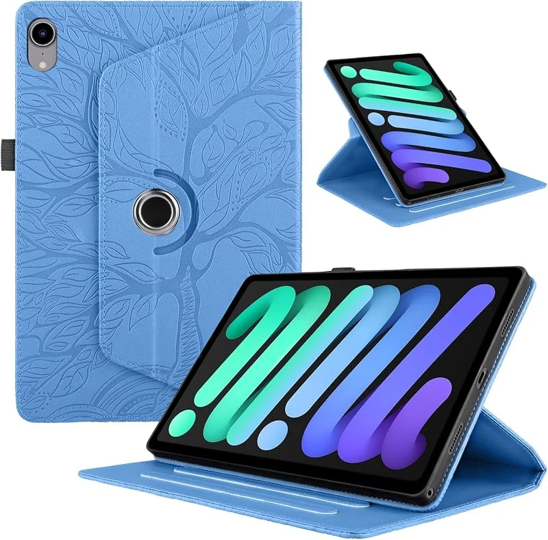 Fodral för iPad mini 7 2024 (A17 Pro), iPad mini 6 2021 8, 3 tum, iPad mini 7th, 6:e generationen PU läder multivinkel 360 grader roterbart lätt skyddande fodral roterande fodral skydd med stativfunktion — Mobil och surfplatta