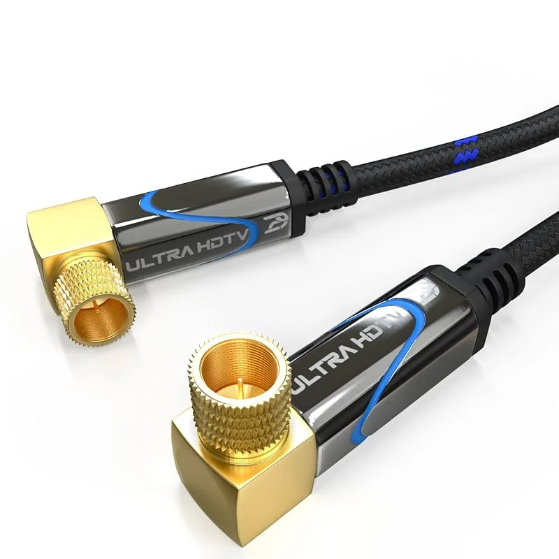 Ultra HDTV 12, 5 m SAT-antennkabel by, satellitkabel, koaxialkabel, 2 x vinklad, F-kontakt (90° grader) till F-kontakt (90° grader), metallkontakt för TV, HDTV, radio, DVB-T, DVB-C, DVB-S, DVB-S2 — TV och streaming
