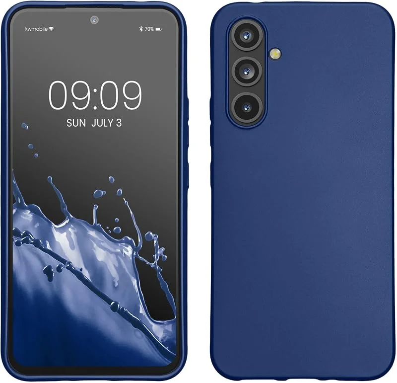 kwmobile Skal kompatibelt med Samsung Galaxy A54 5G – skal silikon metalliskt skimrande – mobiltelefonskal metalliskt blå — Mobil och surfplatta