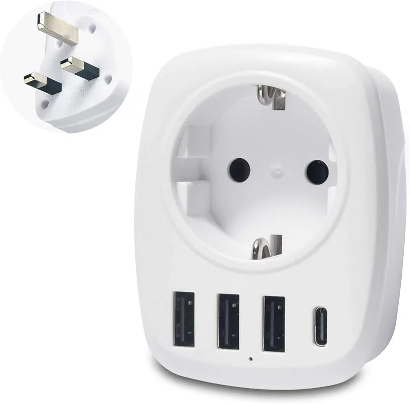 Unidapt Reseadapter Sverige till UK England, 3 USB och Typ C — Laddning och kablar