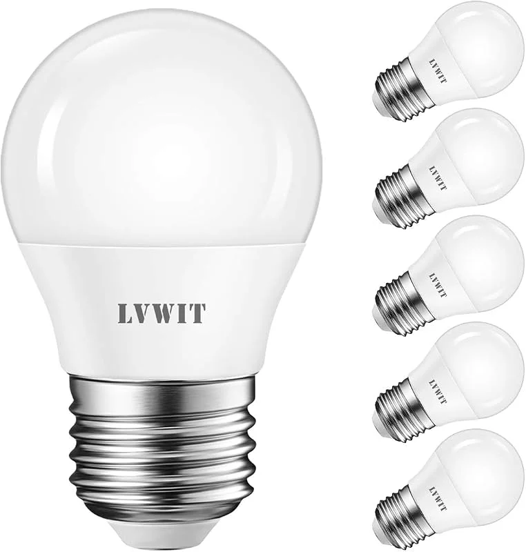 LVWIT 6-pack E27 LED-glödlampa, 5 W motsvarar 40 W, G45 golfbollslampor 2 700 K varmvit, 470 lm, icke-dimbar — Smart belysning