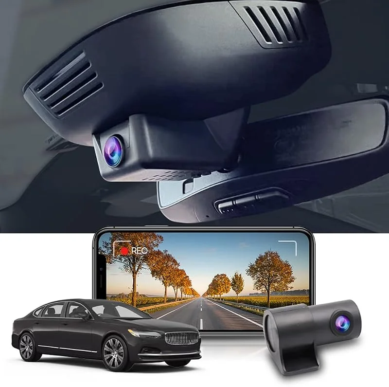Fitcamx Dual Dash Cam Lämplig för Volvo XC60 S90 V90 2022-2026- Nu 2nd Gen Facelift (Model B), 4K 2160P+1080P Dashcam UHD WiFi, Biltillbehör, Loop inspelning, G-Sensor, Plug & Play, 128GB kort — Portabel digital och ljud