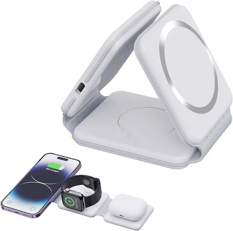 Trådlös laddare, 3-i-1 laddningsstation vikbar för Apple Watch och Phone — Mobil och surfplatta