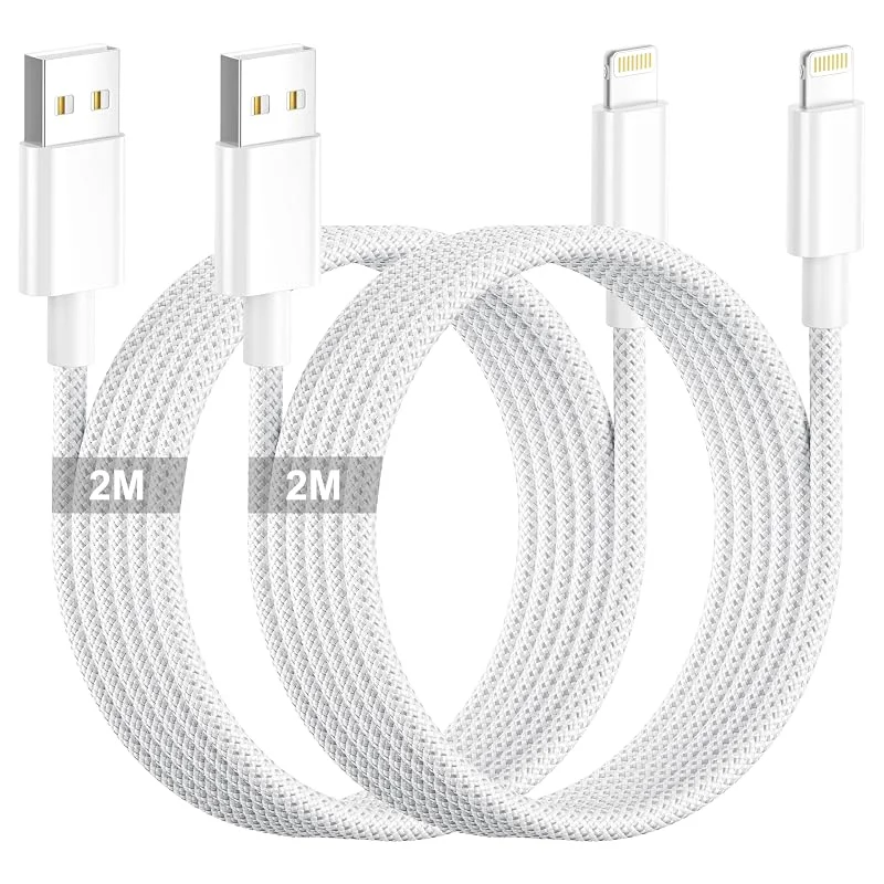 iPhone-laddningskabel 2M 2-pack, [MFi-Certifierad] Lightning-kabel 2M Lång iPhone-kabel Snabb Laddning USB till Lightning-kabel iPhone-Laddningskabel Ledningskabel för iPhone 14, 13, 12, 11 Pro Max, XS — Mobil och surfplatta
