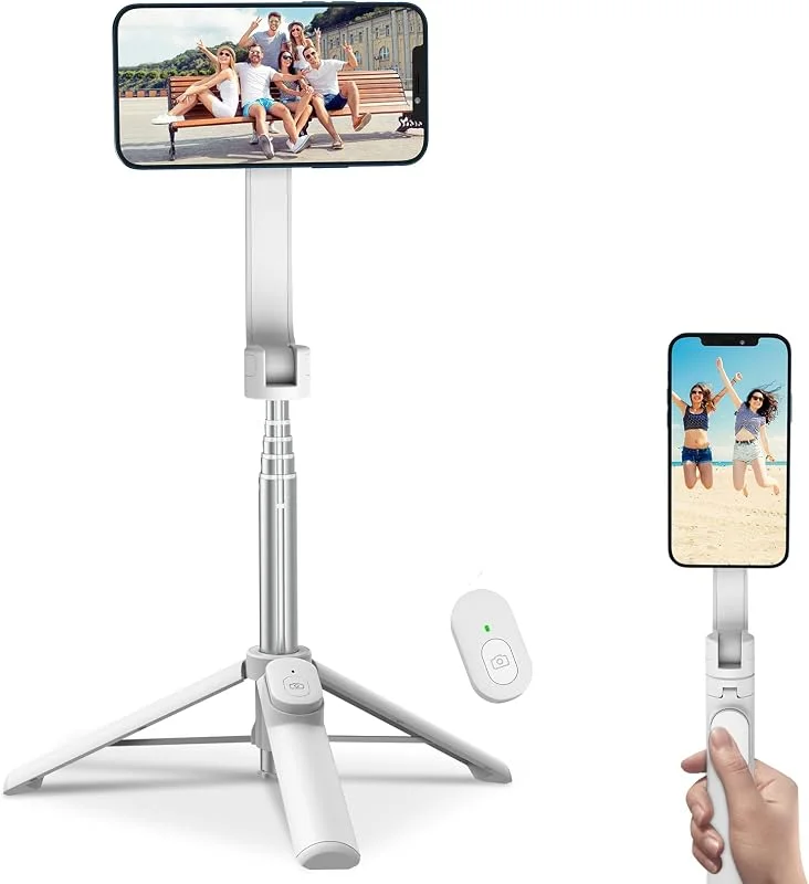 COO Magnetisk selfiepinne, 28 tum, utdragbart mobiltelefonstativ med fjärrkontroll, bärbart telefonstativ för iPhone 15 14 13 12 11-serien och alla smartphones (vit) — Mobil och surfplatta