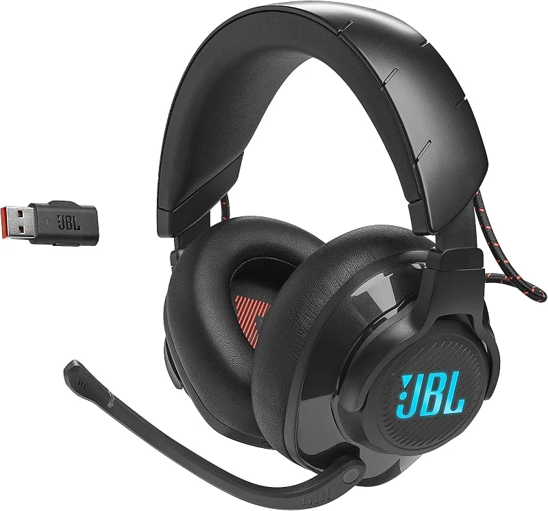 JBL Quantum 610 Wireless Over-Ear-spelheadset - Trådlöst 2, 4 GHz och 3, 5 mm uttag - Med uppfällbar mikrofon och QuantumSurround ljud, svart — Hörlurar och ljud
