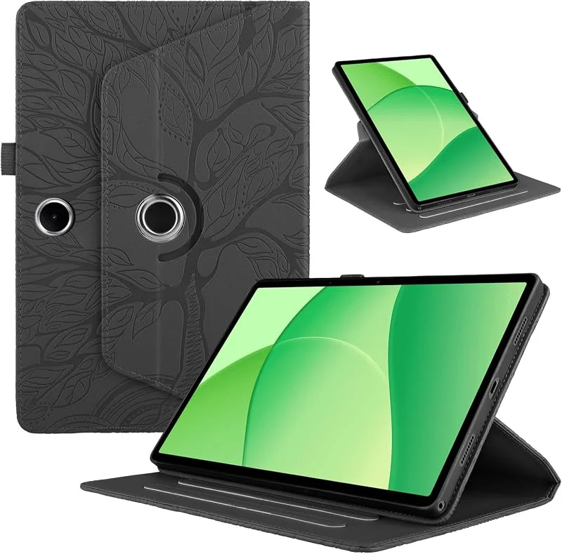 fodral för Oppo Pad SE 11 tum 2025 (modell: OPD2417) flipfodral skyddsfodral vridbar surfplatta skyddande PU läder multivinkel stativ för Oppo Pad SE 11 tum 2025 fodralfodral, träd svart — Mobil och surfplatta