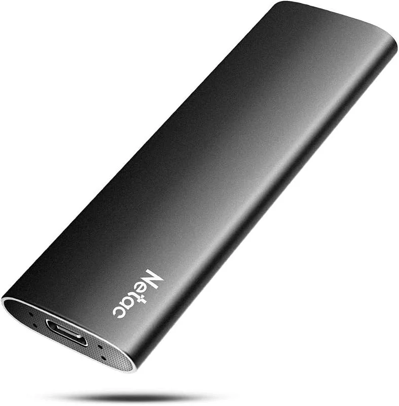 Netac ZSLIM 500 GB USB 3.2 Gen 2 (10 Gbps, Typ-C) Extern Solid State-enhet (Bärbar SSD 500 GB), Business Travel Essential, Djup Svart — Portabel digital och ljud