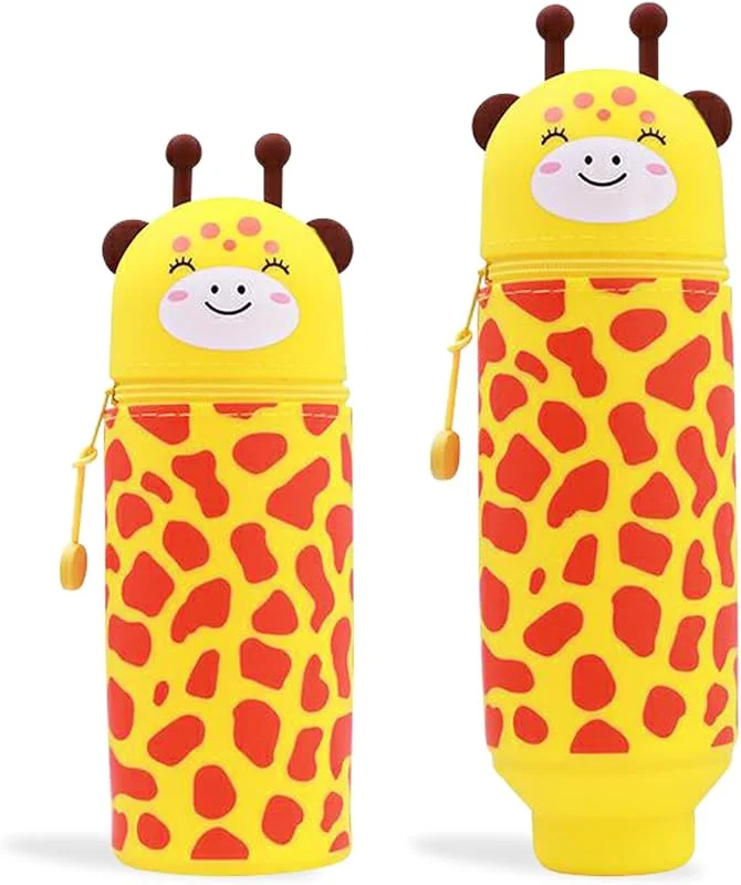 Kawaii 2-i-1 mjukt silikonfodral, silikon vertikalfodral, silikon dragkedja, söt tecknad gör-det-själv, giraff, modern — Mobil och surfplatta