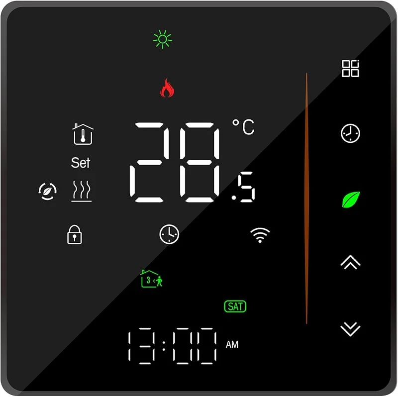 Andoer WiFi Smart termostat, temperaturregulator, programmerbar vecka, stöder pekkontroll, mobil app, röststyrning kompatibel med Alexa, Google Home, för varmvattenberedning, svart — Smarta hem
