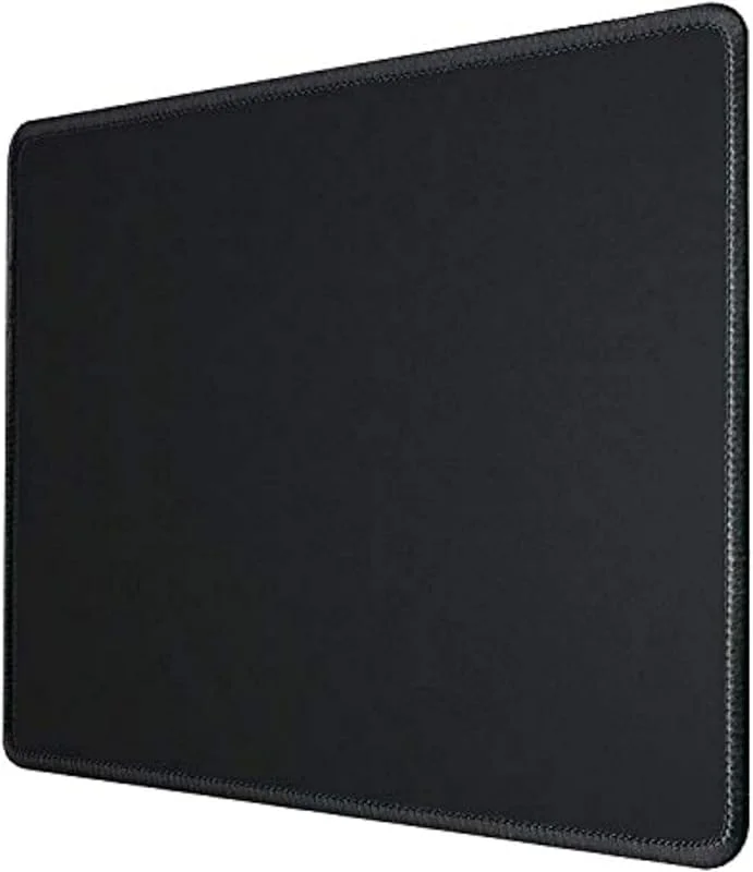 Silmo Musmatta S 32 x 27 cm, sydda kanter - Musmattor i tyg halkfri och tyst, Svart - för gaming, kontor, hemmakontor - tvättbar, rullbar - kantsöm — Datortillbehör