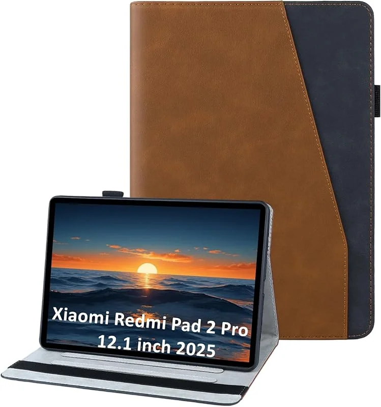 Fodral för Xiaomi Redmi Pad 2 Pro 12, 1 tum 2025, skyddande fodral med kortplatser, vikbart stativ och PU-läder, foliofodral, orange — Mobil och surfplatta