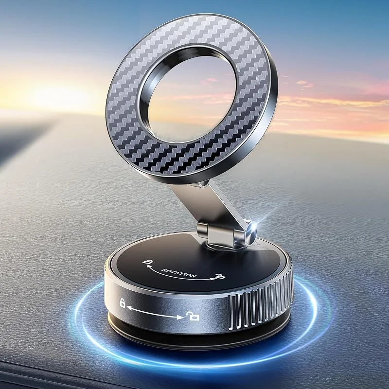 Mohard 2026 Magnetisk Telefonhållare för Bilar, [Nano Gel+Vakuumsug] Biltelefonhållare, 360° Justerbar & Vikbar med 2400GF Stark Magnet i Instrumentpanel för MagSafe Bilfäste, för iPhone 17, 16, 15, 14 — Mobil och surfplatta