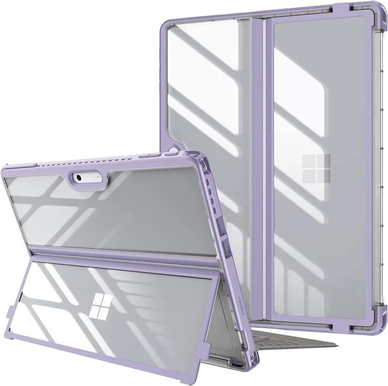 Fintie Hybridfodral för Microsoft Surface Pro 11 (2024), Surface Pro 10 (2024), Surface Pro 9 (2022) 13 tum, stöttåligt klart fodral med TPU robust ram passar tangentbord + kickstand, lila — Mobil och surfplatta