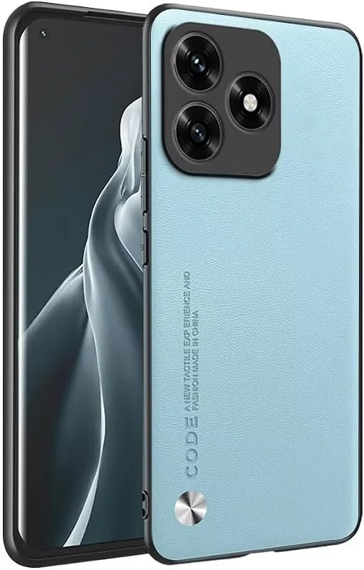 HONLEN skal för Honor X5C Plus (6, 74 tum) business telefonskal av läder med baksida, ljusblå — Mobil och surfplatta