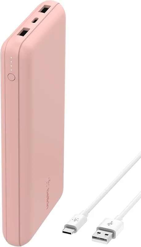 Belkin BoostCharge Powerbank på 20 000 mAh med USB-C och USB-A - Rosa — Mobil och surfplatta