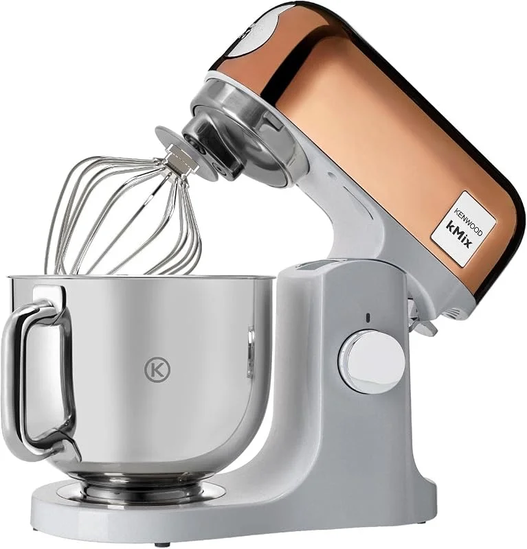 Kenwood kMix Editions KMX760GD Matberedare, 5 l skål i rostfritt stål, säker användning säkerhetssystem, metallhölje, 1 000 watt, inkl. 3-delat konditoriset och stänkskydd, roséguld — Kök & Hushåll