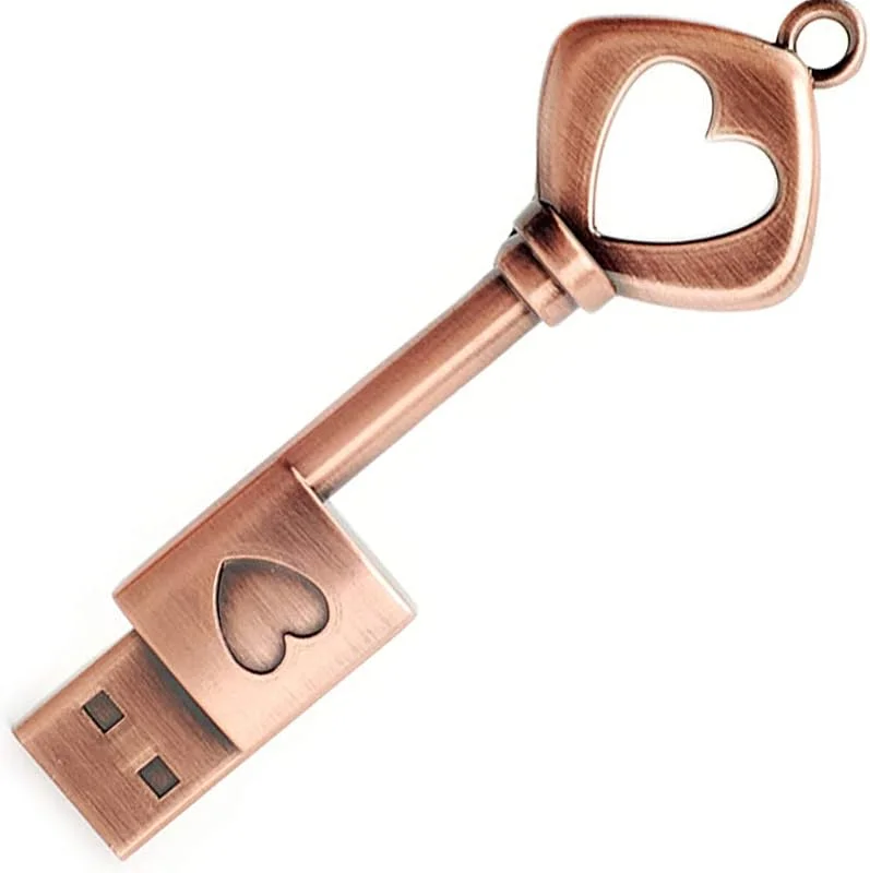 64 GB USB 2.0 flash-enhet, BorlterClamp USB-minne Minnessticka Retro Metall Kärlek Hjärta USB-flash-enheter — Datortillbehör