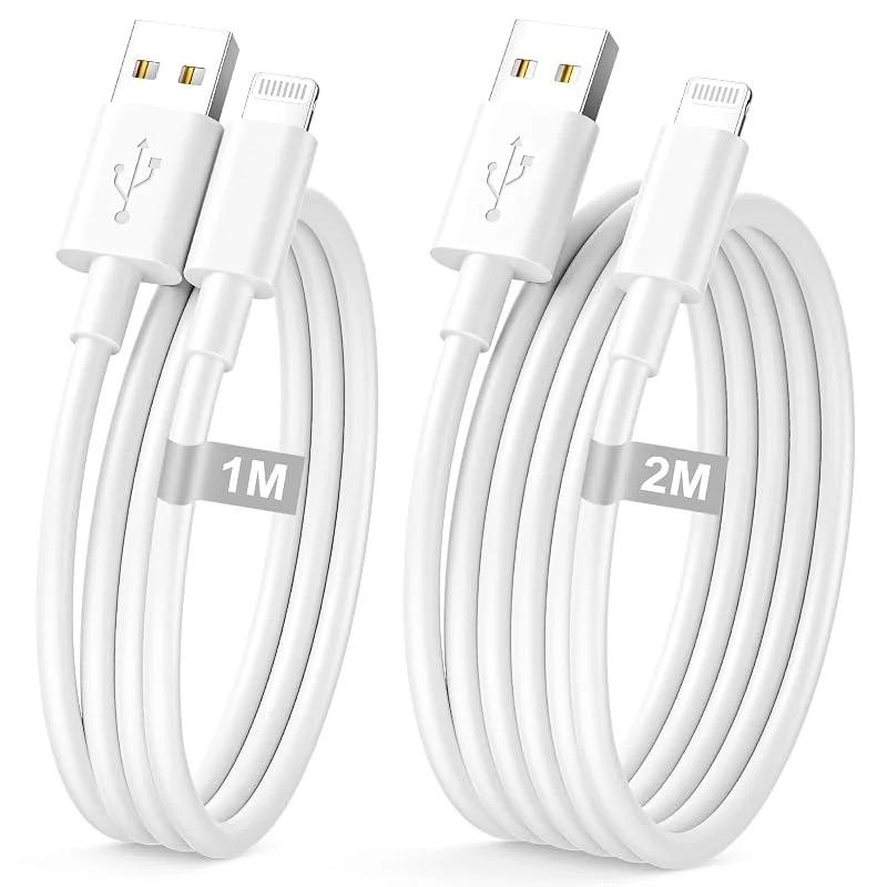 i Phone-laddningskabel 1M + 2M 2-pack [Apple MFi-certifierad], USB- till Lightning-Kabel 2M, i Phone-laddningskabel, snabb telefonkabel, i phone-kabel, USB-kabel för Apple 14 13 12 11 Pro Max, XS iPad — Mobil och surfplatta